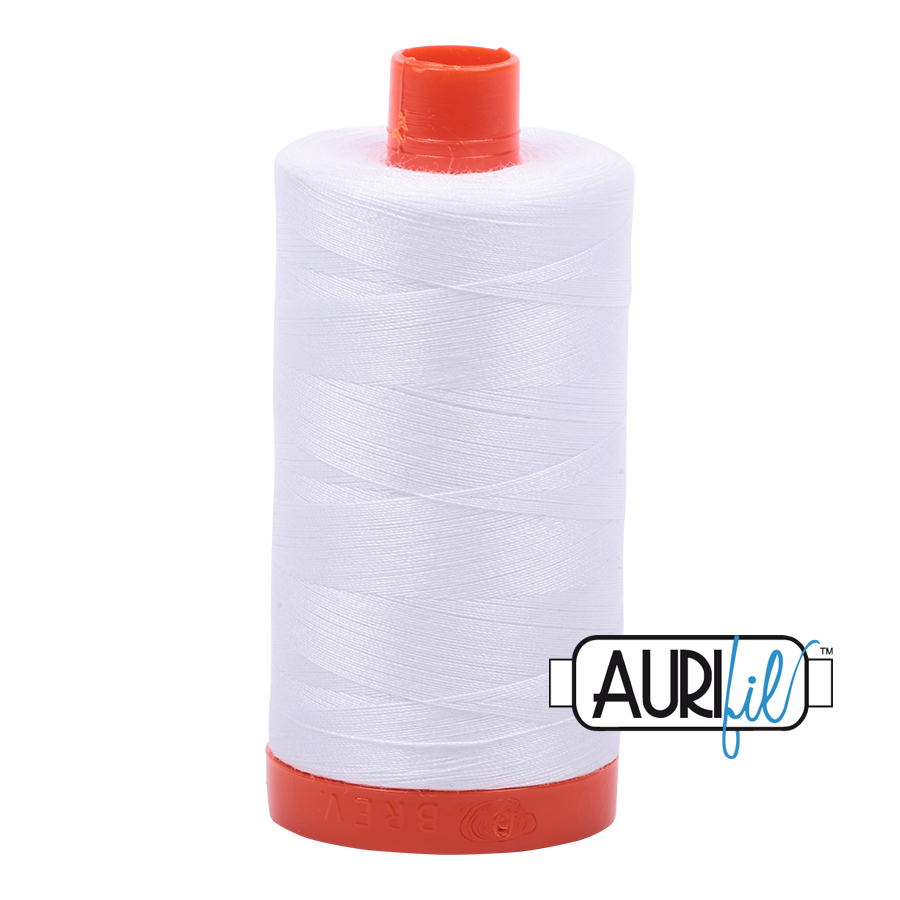 Aurifil Mako Cotton Thread Solid 50wt 1300m White - Black Rabbit Fabric Inc.