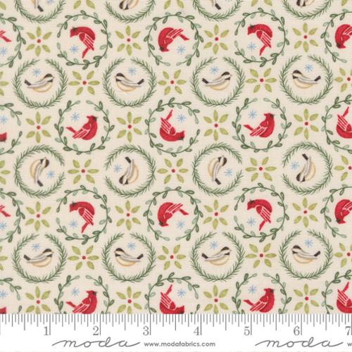 Moda When Snow Falls Birds In Wreaths - Snowy White