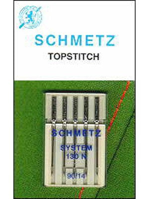 Schmetz Top Stitch Needles, 5 count, size 90 - Black Rabbit Fabric Inc.
