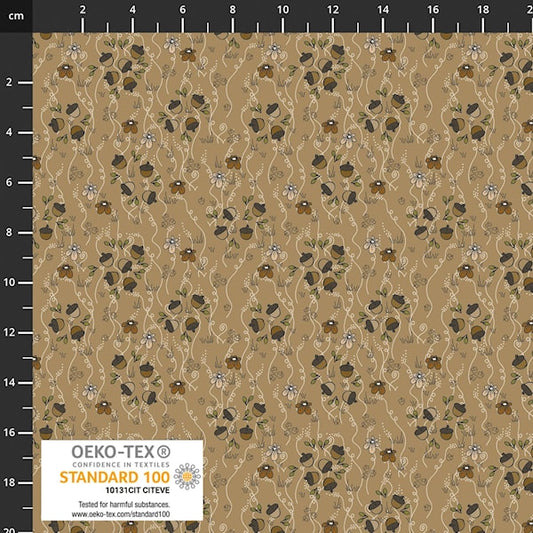 PRE-ORDER Stof The Sweetest Embrace Posies - Khaki - Black Rabbit Fabric Inc.