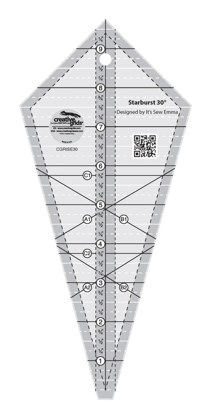 Creative Grids Quilt Ruler Starburst 30 Degree Triangle 9-1/2in