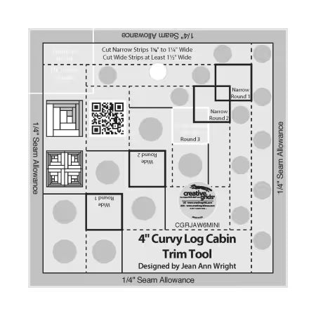Creative Grids Quilt Ruler 4in Curvy Log Cabin Trim Tool