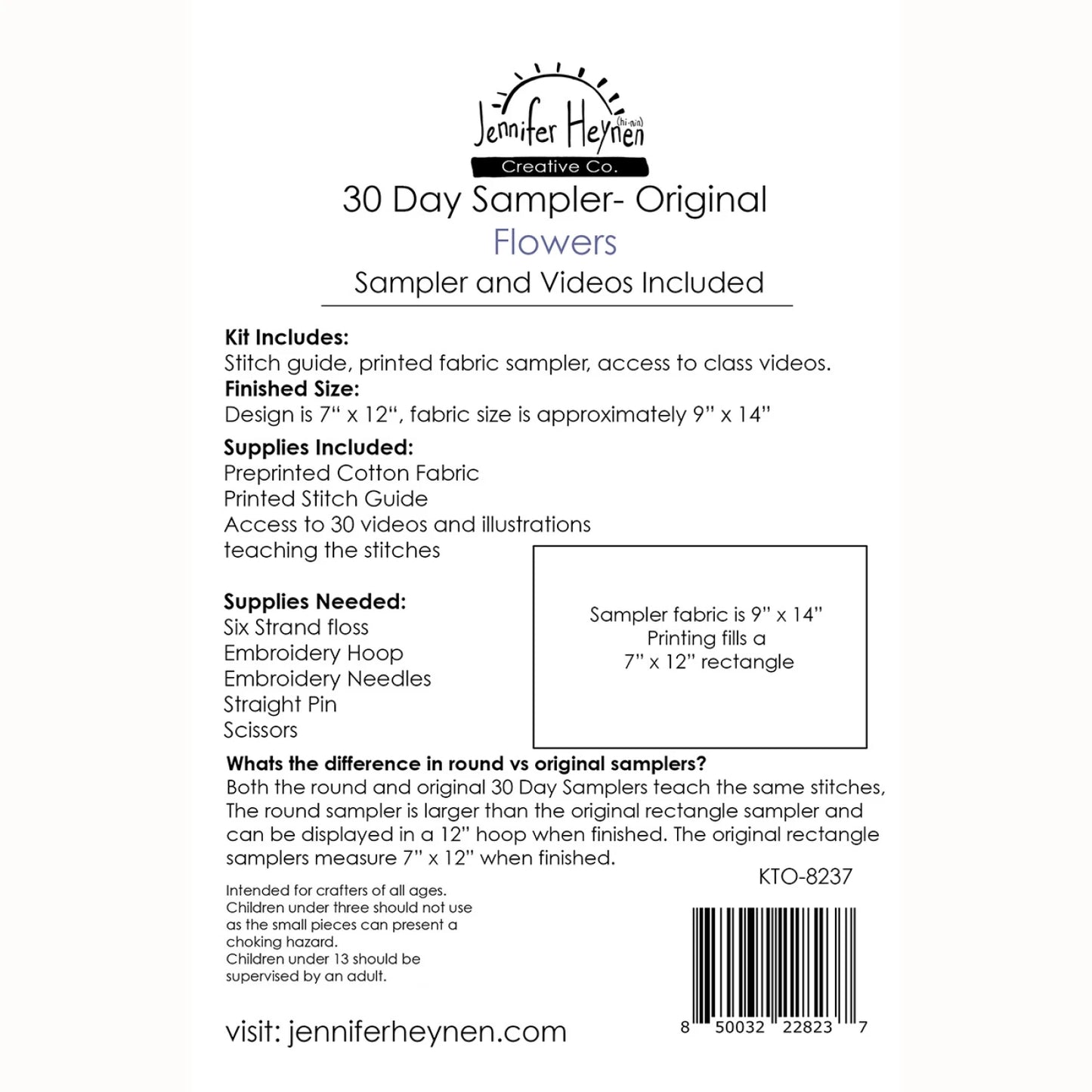 30 Day Sampler Flowers - Original - Black Rabbit Fabric Inc.