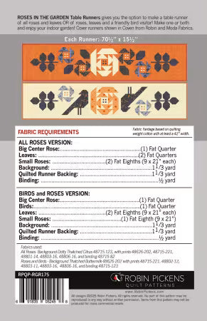 Quilt Kit - Roses in the Garden - Birds Table Runner