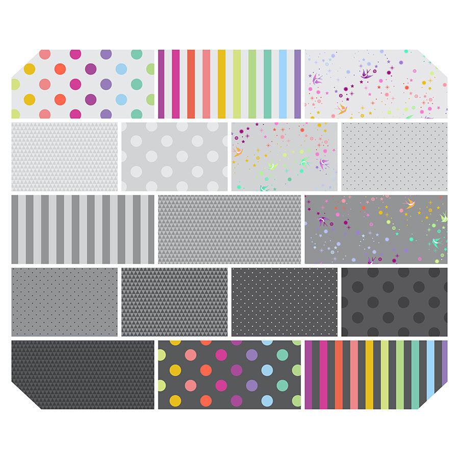 Mini Charm Pack: Tula Pink Graywork 2.5" - 42 pcs