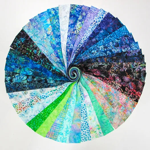 Jelly Roll - Hoffman Batik Bali Pop - Waterfall - Black Rabbit Fabric Inc.