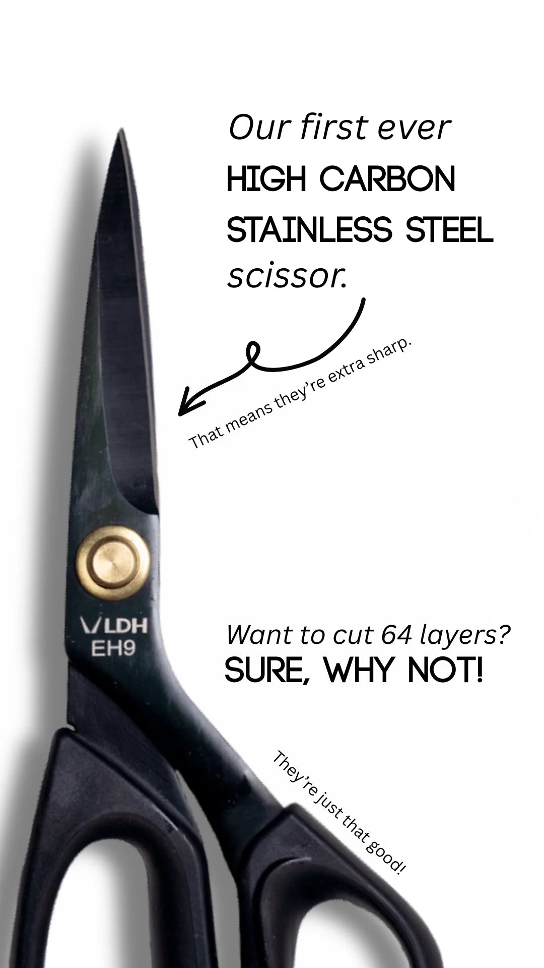 LDH Scissors Midnight Edition Ergonomic Scissors 9" - Black Rabbit Fabric Inc.