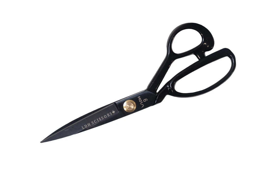 LDH Scissors - Midnight Edition Fabric Shears Rubber Handle 9” - Black Rabbit Fabric Inc.