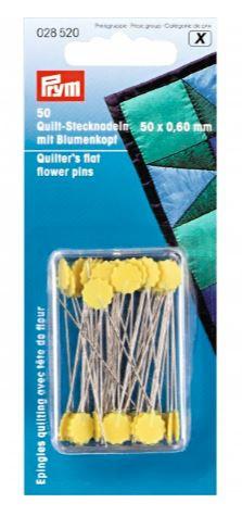 Prym Heat Resistant Quilters Flat Flower Head Pins, 50mm, 50 count