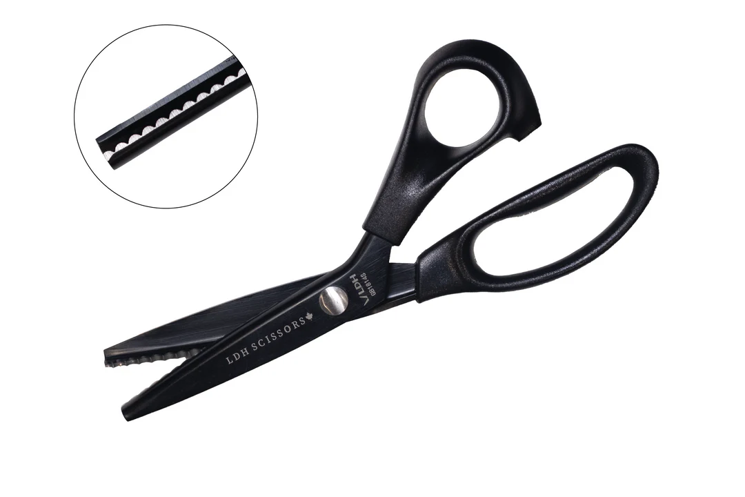 LDH Scissors Midnight Edition Lightweight Scalloped Pinking Shears - Black Rabbit Fabric Inc.